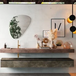 Composizione Bagno con Specchio Moderno e Lavabo Consolle Made in Italy - Palom