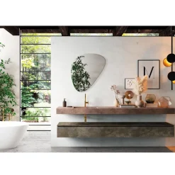 Composizione Bagno con Specchio Moderno e Lavabo Consolle Made in Italy - Palom