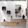 Composizione Bagno con Specchio, Lavabo in resina e Base Made in Italy - Palom