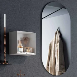 Composizione Bagno con Specchio Ovale, Lavabo e Base Realizzato in Italia - Palom