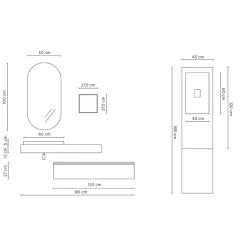 Composizione Bagno con Specchio Ovale, Lavabo e Base Realizzato in Italia - Palom