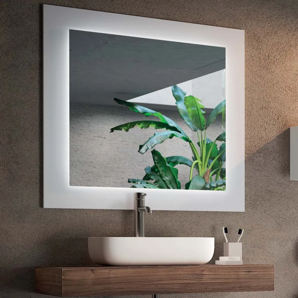 Composizione Bagno con Specchio e Lavabo in Ceramica Made in Italy - Palom