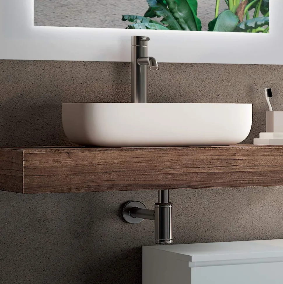 Composizione Bagno con Specchio e Lavabo in Ceramica Made in Italy - Palom