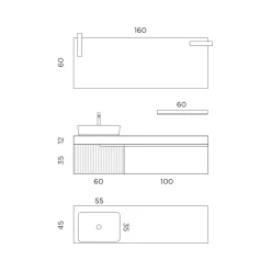 Composizione Bagno con Specchio e Mensola Made in Italy - Erebo