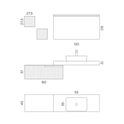 Composizione Bagno con Specchio e Pensili in Metallo Made in Italy - Efesto