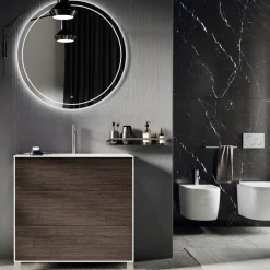 Composizione Bagno con Specchio, Base e Lavabo in Resina Made in Italy - Kilos