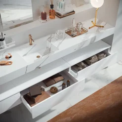 Composizione Bagno Doppia con Specchio Rettangolare e Lavabo Made in Italy - Palom