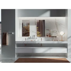 Composizione Bagno Doppia con Specchio Rettangolare e Lavabo Made in Italy - Palom
