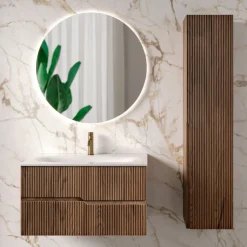 Composizione Bagno in Rovere Rio Cannettato Realizzato in Italia - Afrodite