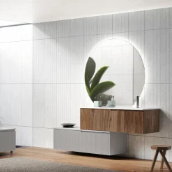 Composizione Bagno in Rovere Rio e Grigio Cannettati Made in Italy - Crono