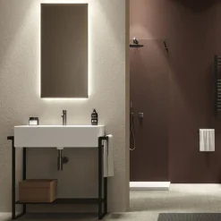 Composizione Bagno Lavabo Ceramica e Base Acciaio Made in Italy - Quadro