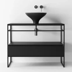 Composizione Bagno Lavabo in Ceramica e Specchio Made in Italy - Hoscar