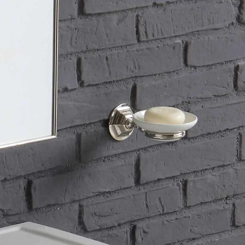 Composizione bagno lavabo su colonna in ceramica bianca vintage Ania