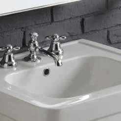 Composizione bagno lavabo su colonna in ceramica bianca vintage Ania