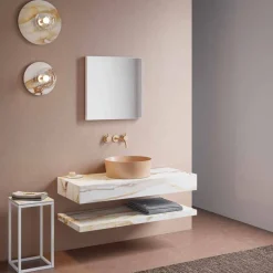 Composizione Bagno Sospesa 3 Mobili in Gres e Vetrochina Alta Qualità - Rametina