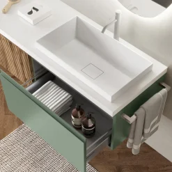 Composizione Bagno Verde Salvia e Quercia Cannettato Made in Italy - Urano