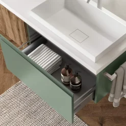 Composizione Bagno Verde Salvia e Quercia Cannettato Made in Italy - Urano