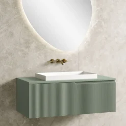 Composizione Bagno Verde Salvia con Lavabo in Resina Made in Italy - Artemide