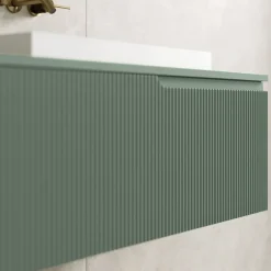 Composizione Bagno Verde Salvia con Lavabo in Resina Made in Italy - Artemide