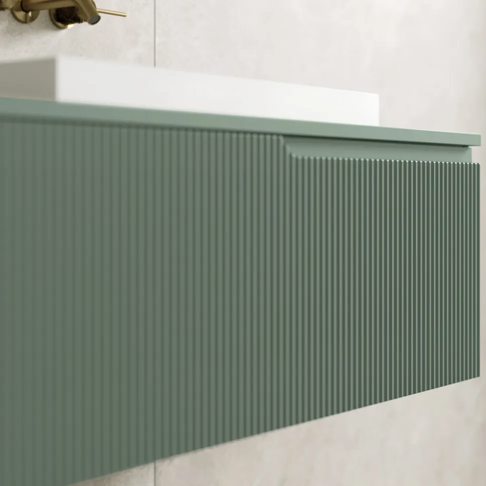 Composizione Bagno Verde Salvia con Lavabo in Resina Made in Italy - Artemide