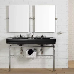 Composizione bagno vintage con consolle nera doppia su struttura Double