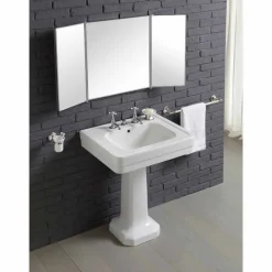 Composizione con lavabo in ceramica su colonna stile vintage anni 900 Line