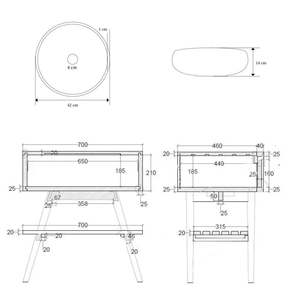 Composizione da Bagno con Mobile in Teak, Lavabo e Accessori - Carolie