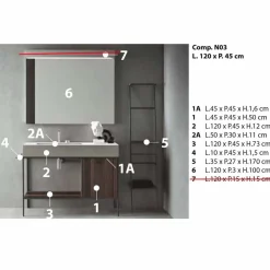 Composizione di Mobili Artigianali per Bagno di Design Moderno a Terra - Farart3