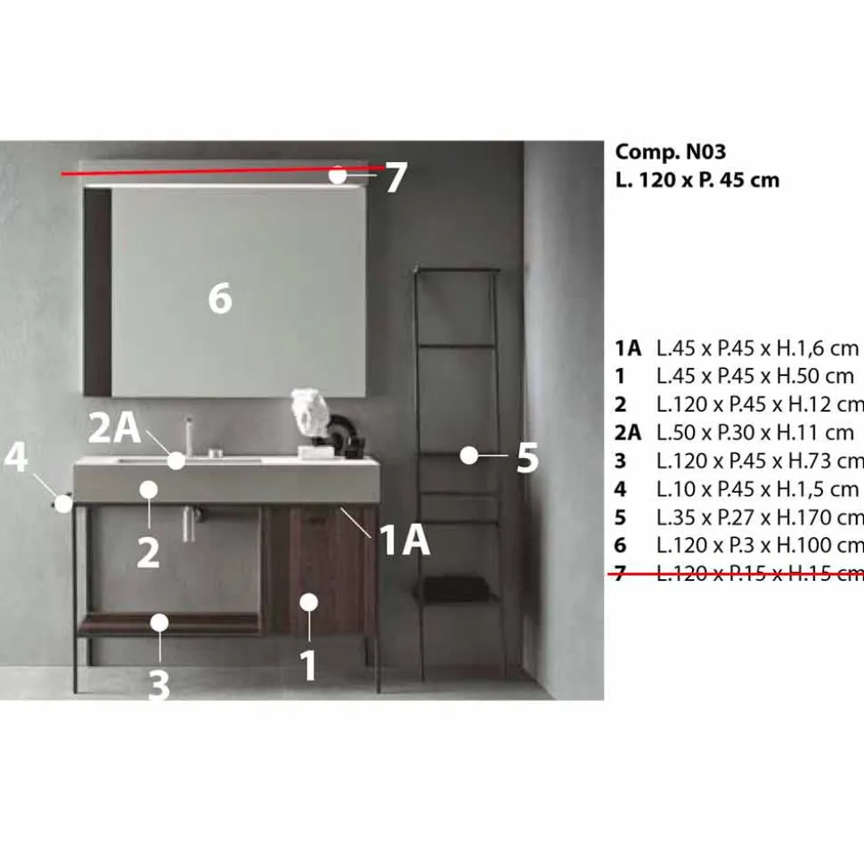 Composizione di Mobili Artigianali per Bagno di Design Moderno a Terra - Farart3