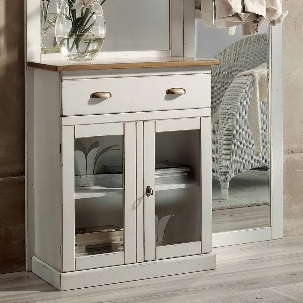 Composizione d'Ingresso Bicolore Cerato Bianco e Piano in Legno Naturale - Fatuo