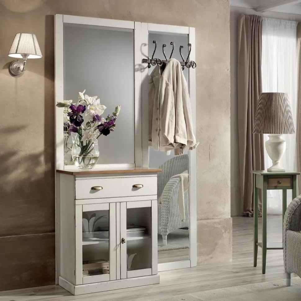 Composizione d'Ingresso Bicolore Cerato Bianco e Piano in Legno Naturale - Fatuo