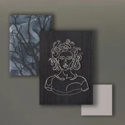 Composizione di 3 Pannelli con la Stilizzazione di Medusa Made in Italy - Ichika