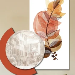 Composizione di Quadri in Legno con Stampa di Città e Ramo Made in Italy - Cile