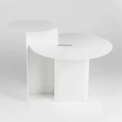Composizione di 2 Tavolini da Salotto Moderni in Acciaio Made in Italy - Pioppo