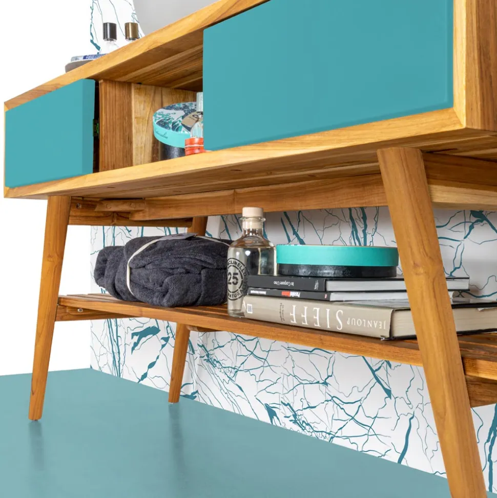 Composizione Mobili Bagno con Mobile in Teak Naturale e Lavabo - Georges
