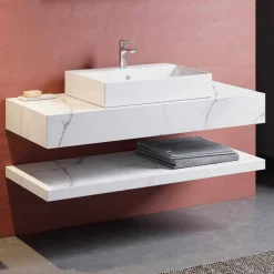 Composizione 3 Mobili Bagno Sospesa in Gres Porcellanato Alta Qualità - Rambina