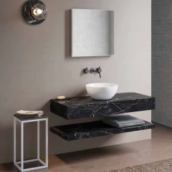 Composizione 3 Mobili Bagno Sospesi in Gres Porcellanato Made in Italy - Ramina