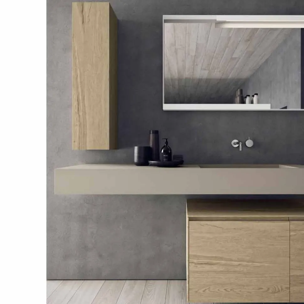 Composizione Mobili Moderni e Sospesi da Bagno, Design Made in Italy - Callisi1