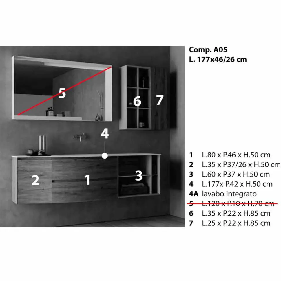 Composizione Sospesa di Design, Mobili Moderni di Design per il Bagno - Callisi5