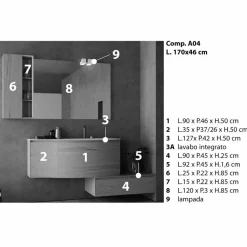 Composizione Sospesa e Moderna per il Bagno, Design Made in Italy - Callisi4