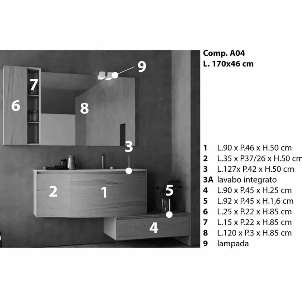 Composizione Sospesa e Moderna per il Bagno, Design Made in Italy - Callisi4