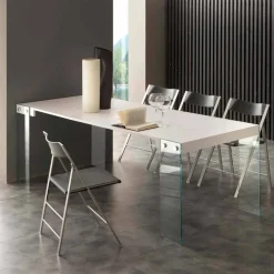 Console allungabile design moderno con gambe in vetro temperato Miss