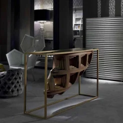 Console design di lusso in legno noce massello e metallo Pardo