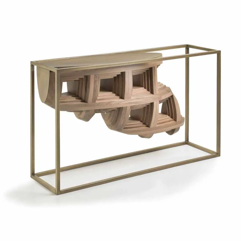 Console design di lusso in legno noce massello e metallo Pardo