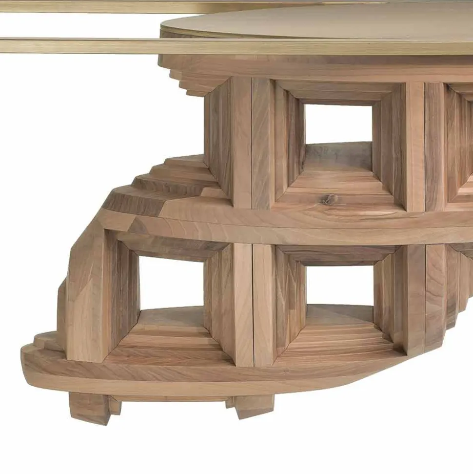 Console design di lusso in legno noce massello e metallo Pardo