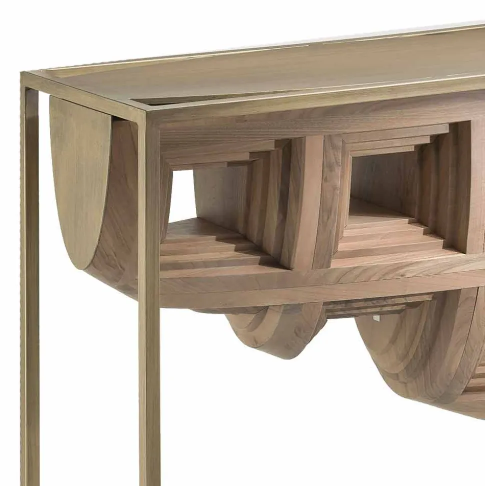 Console design di lusso in legno noce massello e metallo Pardo