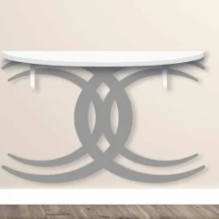 Consolle a Fissaggio a Parete di Design Moderno in Legno Bianco e Grigio - Coco