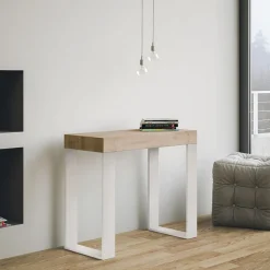 Consolle Allungabile Fino a 300 cm con Telaio Bianco Made in Italy - Tesoro