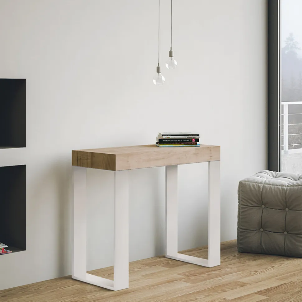 Consolle Allungabile Fino a 300 cm con Telaio Bianco Made in Italy - Tesoro