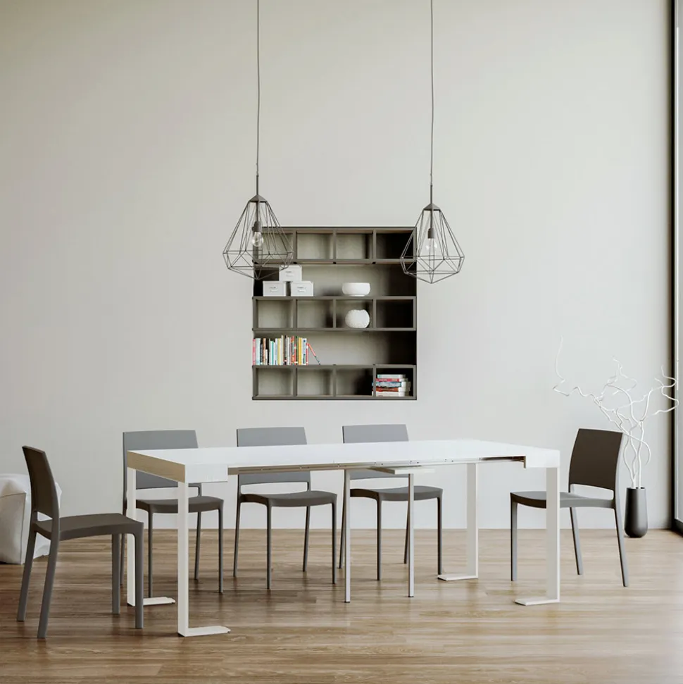 Consolle Allungabile Fino a 300 cm con Telaio Bianco Made in Italy - Tesoro